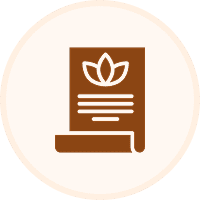 Leaf logo on brown document