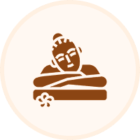 Peaceful Buddha illustration in circle